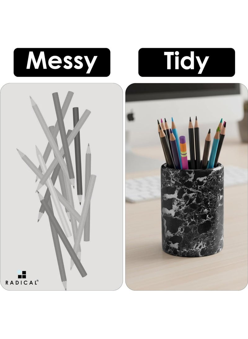RADICALn Handmade Black Marble Pen Holder 4 Inch, Pencil Holder for Desk, Ideal for School Stationery, Office Desk, Makeup Accessories, Perfect for Home, Office, or Gift - Image 5